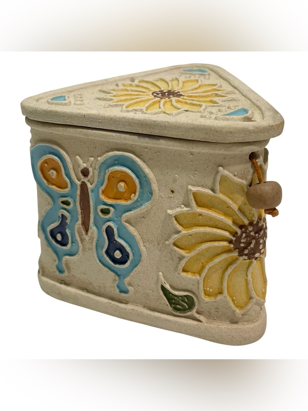 Vintage 1990s Milano Arte Venezuela Triangular Ceramic Trinket Box AS IS